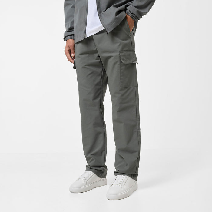Men's  Khaki Smart Utility Open Hem Pant  Closure London  Front View