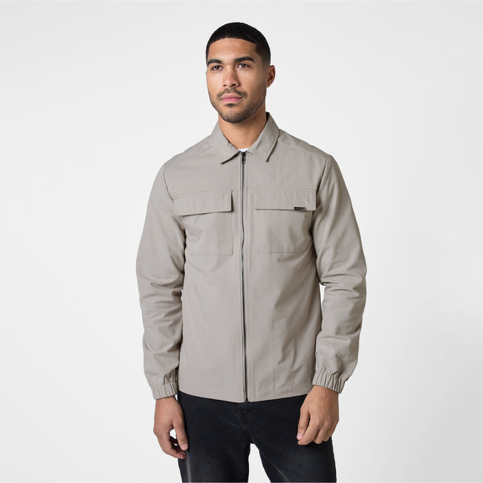 Men's  Washed Stone Smart Utility Overshirt  Closure London  Front View