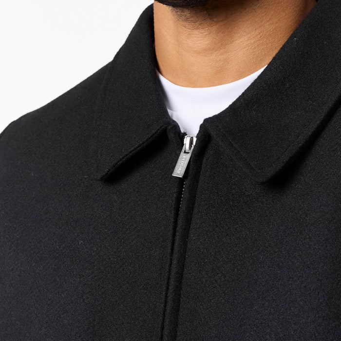 Smart Zip Faux Wool Jacket | Black