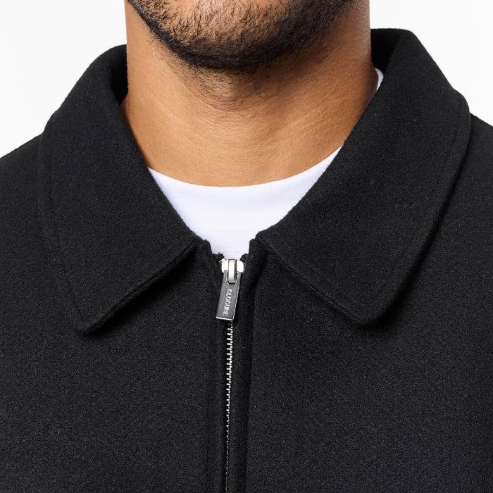 Smart Zip Faux Wool Jacket | Black