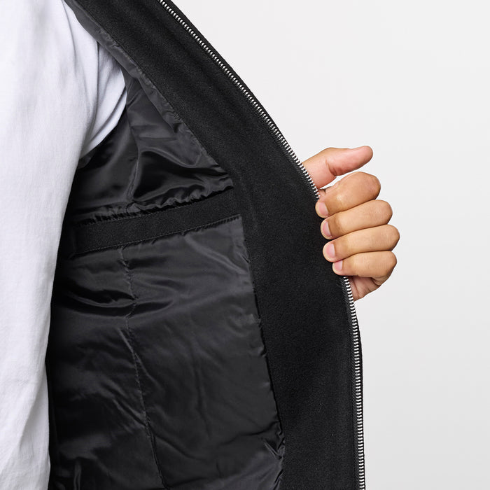Smart Zip Faux Wool Jacket | Black