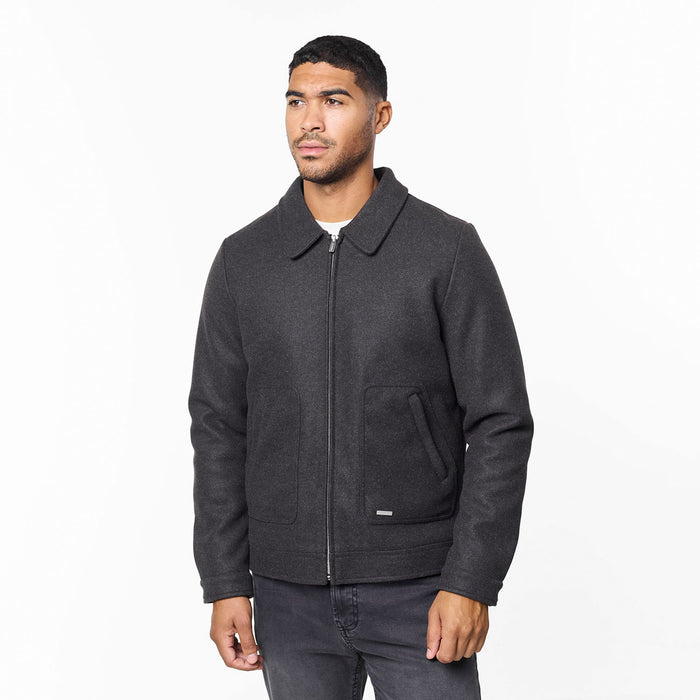 Smart Zip Faux Wool Jacket | Charcoal