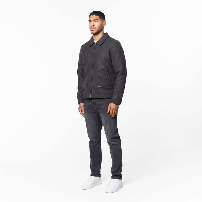 Smart Zip Faux Wool Jacket | Charcoal
