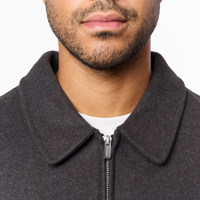 Smart Zip Faux Wool Jacket | Charcoal