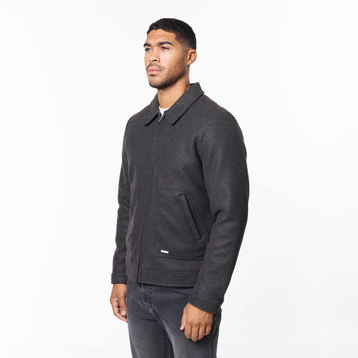 Smart Zip Faux Wool Jacket | Charcoal