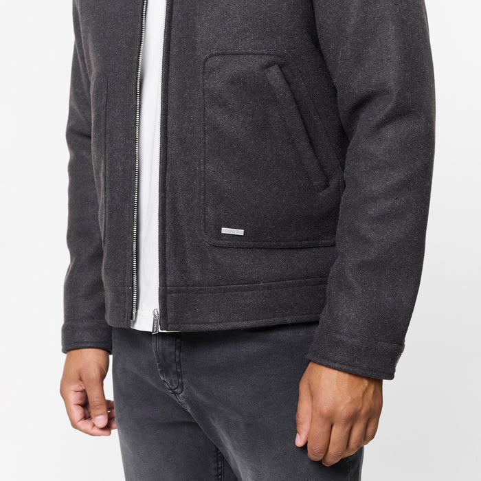Smart Zip Faux Wool Jacket | Charcoal