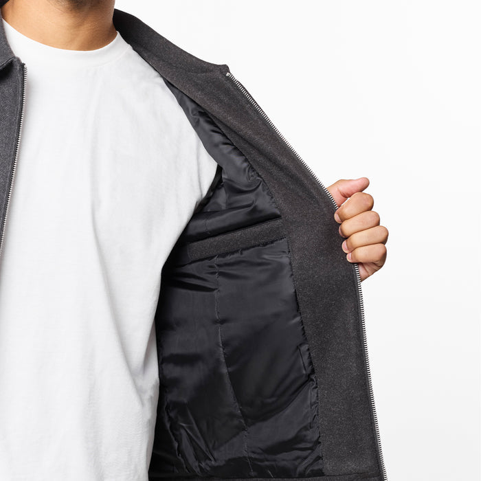 Smart Zip Faux Wool Jacket | Charcoal