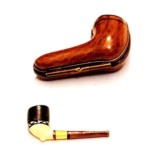 Elegant Smoking Pipe Limoges Box Porcelain Limoges French Trinket Box