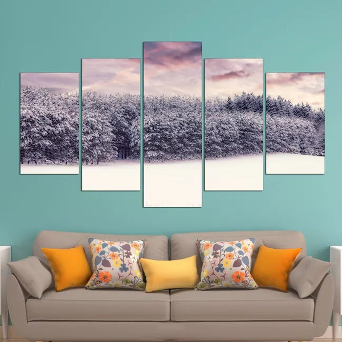 Snow Winter Forest Wall Art Frame Canvas Printing Decor