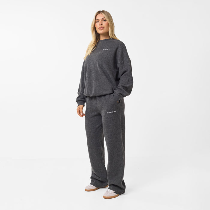 Women's  Charcoal Soft Knit Crewneck Tracksuit  Closure London  Front View