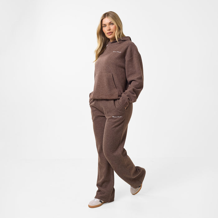 Women's Coffee Soft Knit Tracksuit Closure London  Front View
