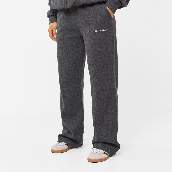 Women's  Charcoal Soft Knit Wide Leg Pant  Closure London  Front View