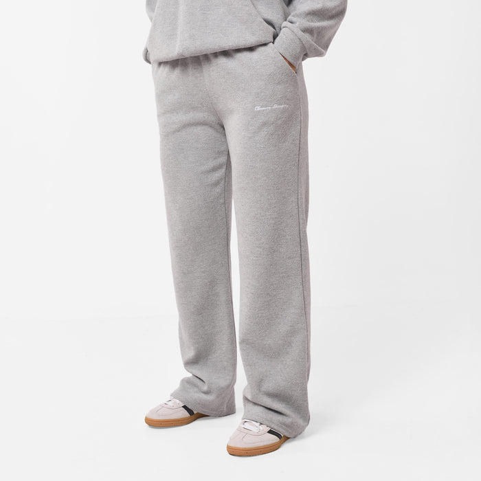 Women's  Grey Marl Soft Knit Wide Leg Pant  Closure London  Front View