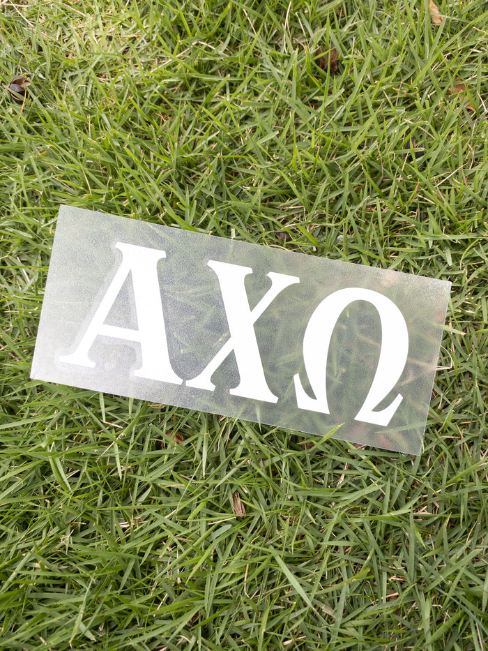 Sorority White Letter Decal Greek in Alpha Chi Omega at Wrapsody