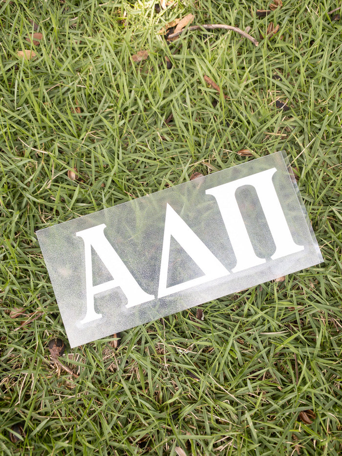 Sorority White Letter Decal Greek in Alpha Delta Pi at Wrapsody