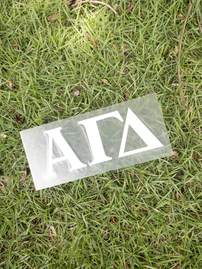 Sorority White Letter Decal Greek in Alpha Gamma Delta at Wrapsody