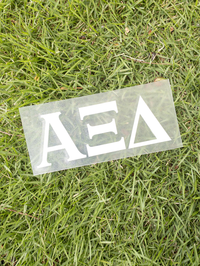 Sorority White Letter Decal Greek in Alpha Xi Delta at Wrapsody