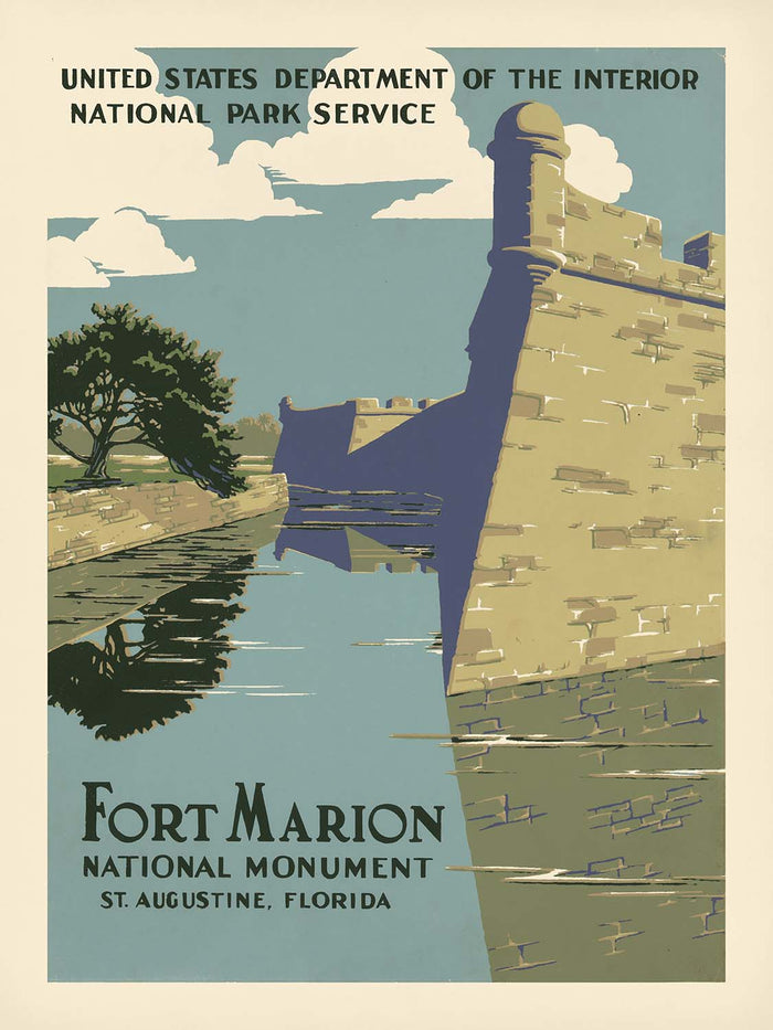 St. Augustine, Florida Travel Poster: Fort Marion by Chester Don Powell, 1938