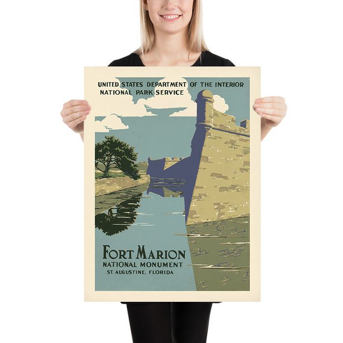 St. Augustine, Florida Travel Poster: Fort Marion by Chester Don Powell, 1938