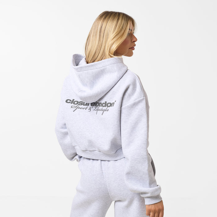 Stacked Crop Tracksuit | Grey Marl