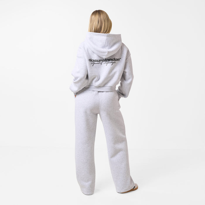 Stacked Crop Tracksuit | Grey Marl