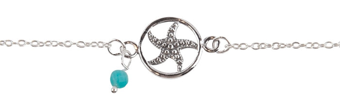 Starfish Charm Silver Anklet