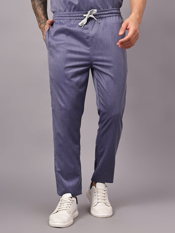 Stretchable (2Way) Men Denim Blue Texture Straight Scrub Pant