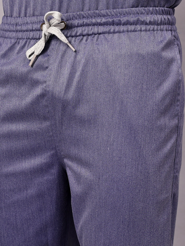 Stretchable (2Way) Men Denim Blue Texture Straight Scrub Pant