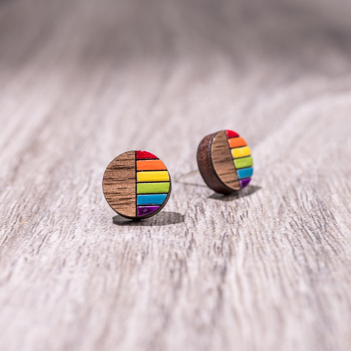 Stud Earrings - Rainbow (Circle / Hexagon)