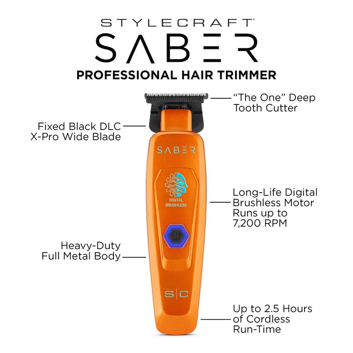 Stylecraft Saber Professional Hair Trimmer - Orange