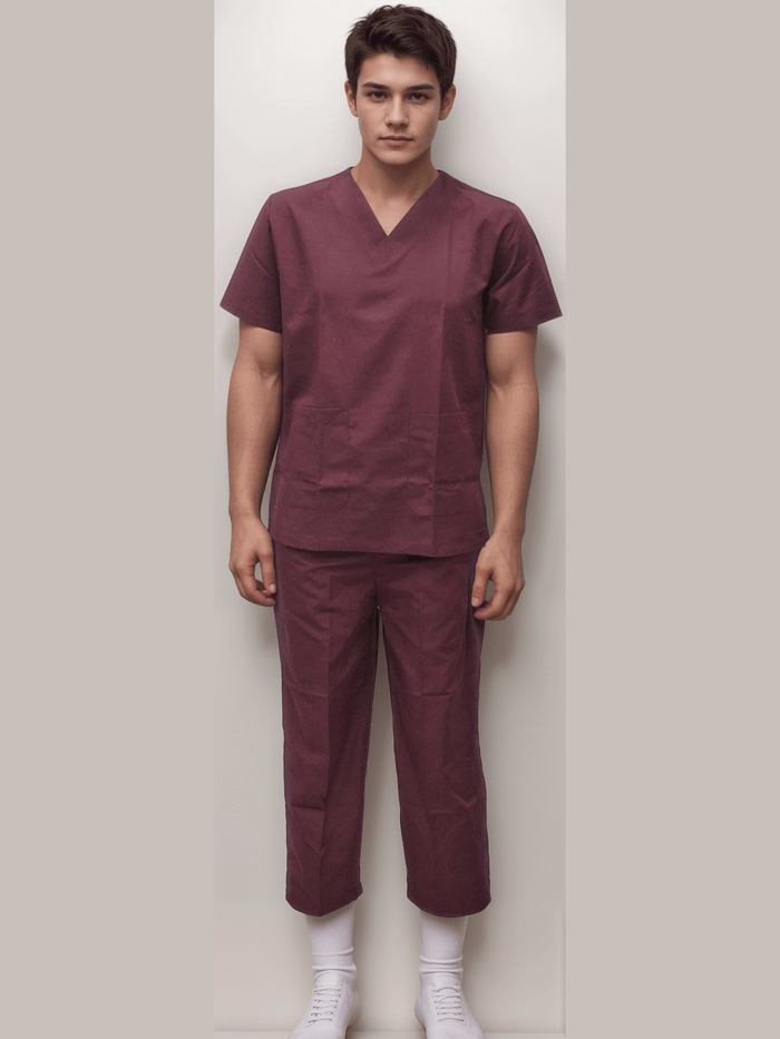 Scrub Dress Maroon - Comfortable and Stylish Medical Apparel for Health Professionals - J R GARMENTS