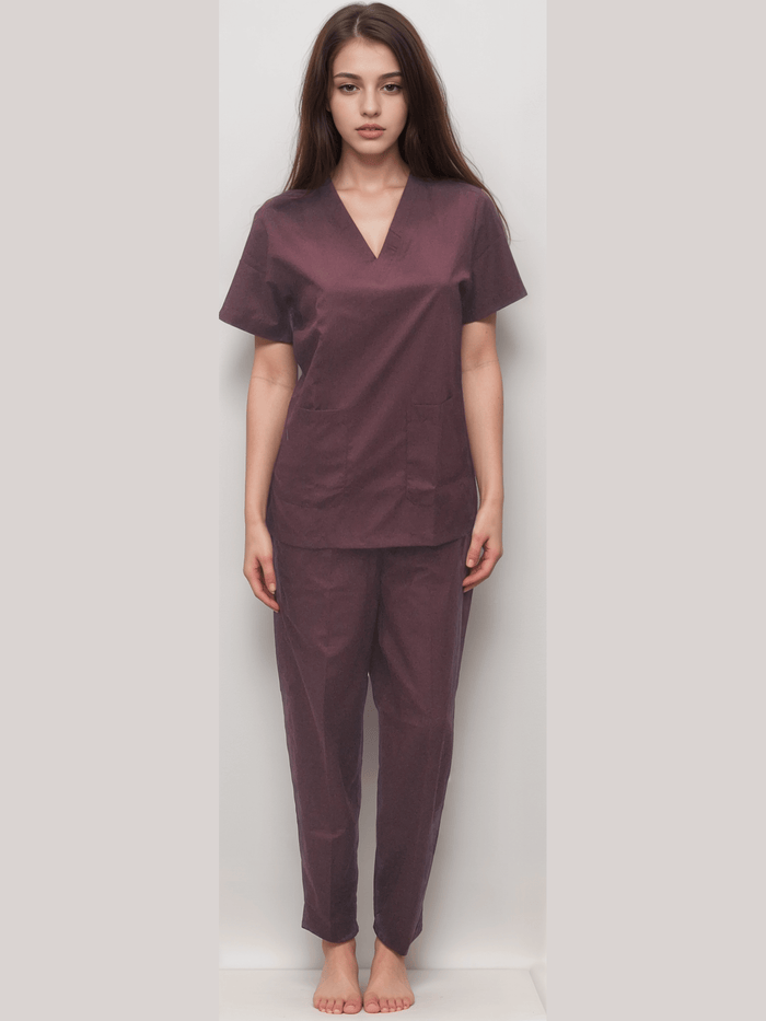Scrub Dress Maroon - Comfortable and Stylish Medical Apparel for Health Professionals - J R GARMENTS