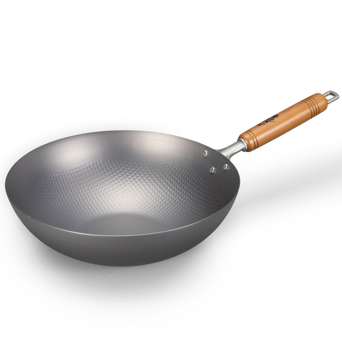 Summit Nitrogen Hardened Iron Beijing Wok Pan Embossed 11.8" dia