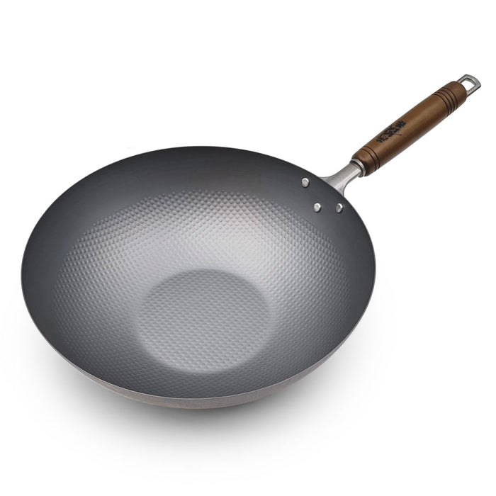 Summit Nitrogen Hardened Iron Beijing Wok Pan Embossed 11.8" dia
