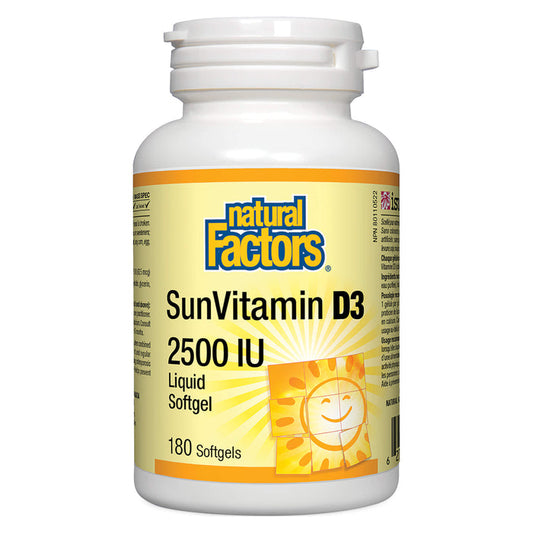 Natural Factors SunVitamin D3 2500 IU 180 softgels | Optimum Health Vitamins, Canada