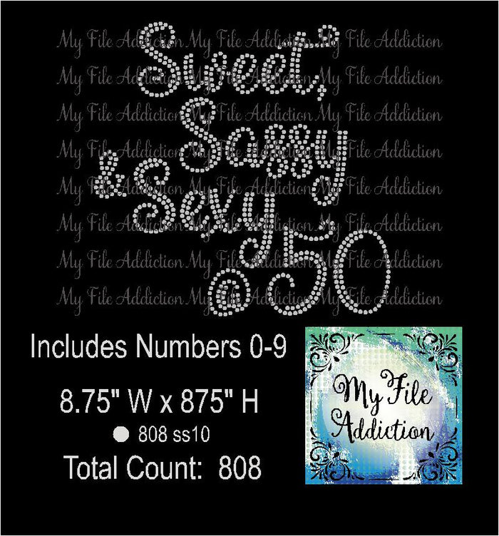Sweet Sassy Sexy & 30 40 50 60 70 Rhinestone Digital Download File - My File Addiction