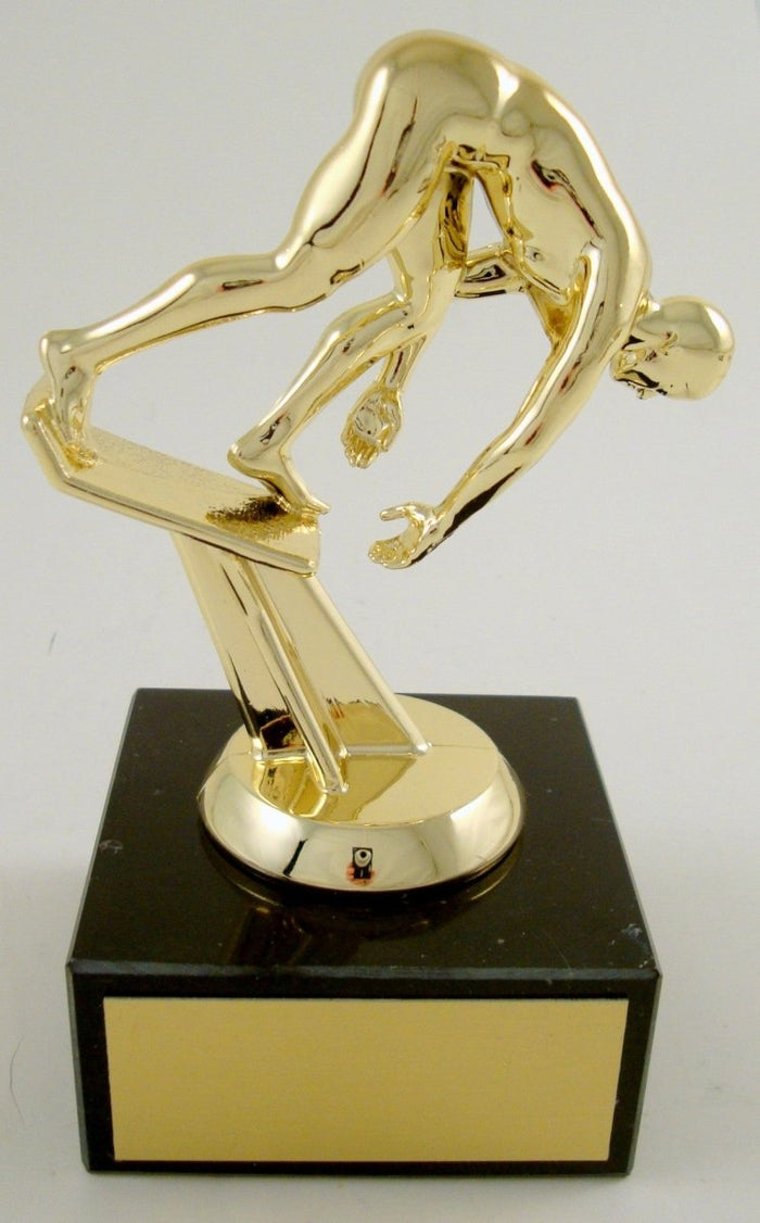 Swimmer Starter Block Trophy on Black Marble Base - Schoppy's Since 1921