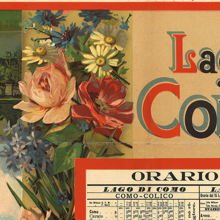 Swiss-Italian Lakes Travel Poster: Gotthard-Bahn, Laghi Maggiore, Como und Lugano by Gabriele Chiattone, 1892
