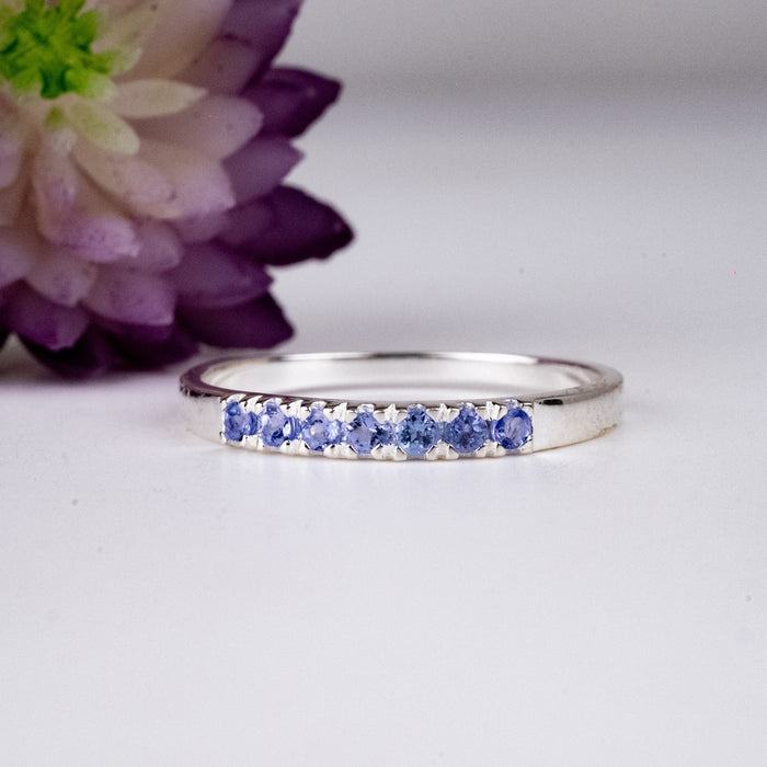 Tanzanite 1.5mm Ring .925 Silver Size 8 - InnerVision Crystals