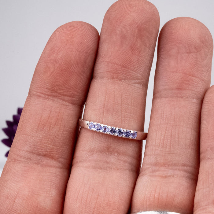 Tanzanite 1.5mm Ring .925 Silver Size 8 - InnerVision Crystals