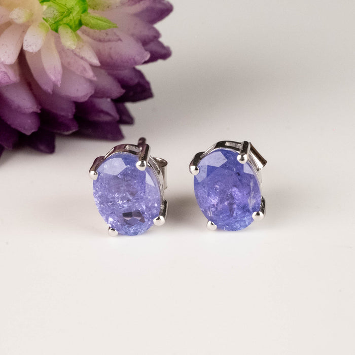 Tanzanite Earrings 8x6mm .925 Silver - InnerVision Crystals