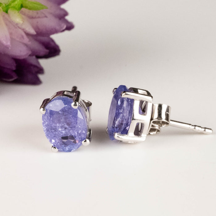 Tanzanite Earrings 8x6mm .925 Silver - InnerVision Crystals