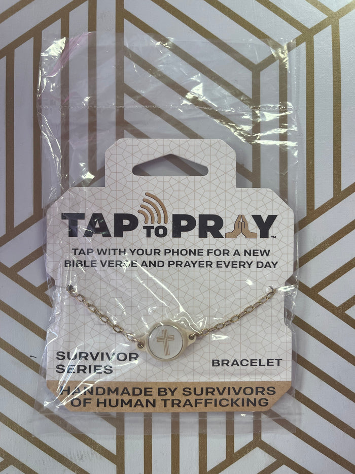 Tap To Pray® Survivor Series Chain Bracelet - 14K Gold-Plated + Vanilla Cross