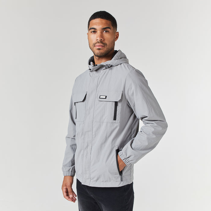 Men's  Ice Grey Tech Utility Jacket  Closure London  Front View