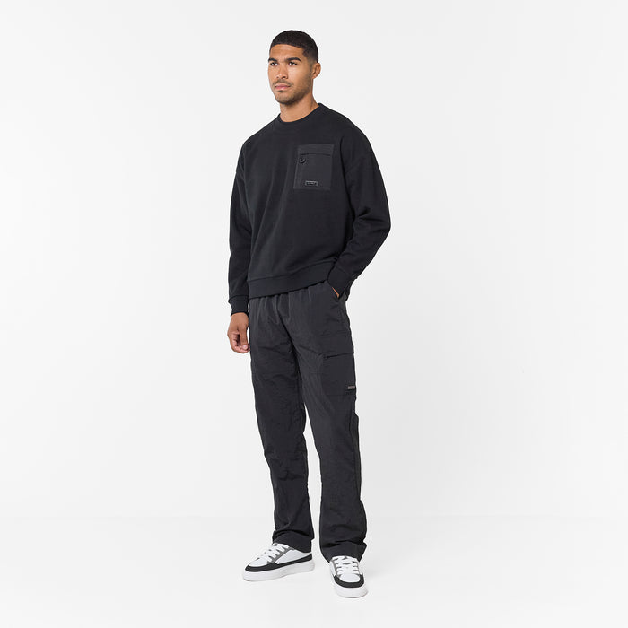 Tech Zip Pocket Crew Sweat | Black