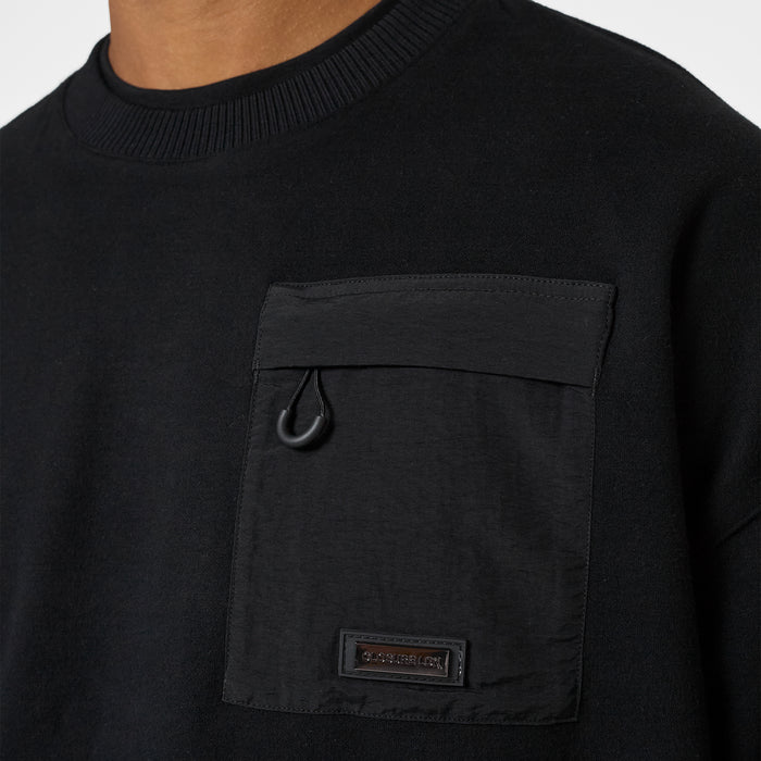 Tech Zip Pocket Crew Sweat | Black