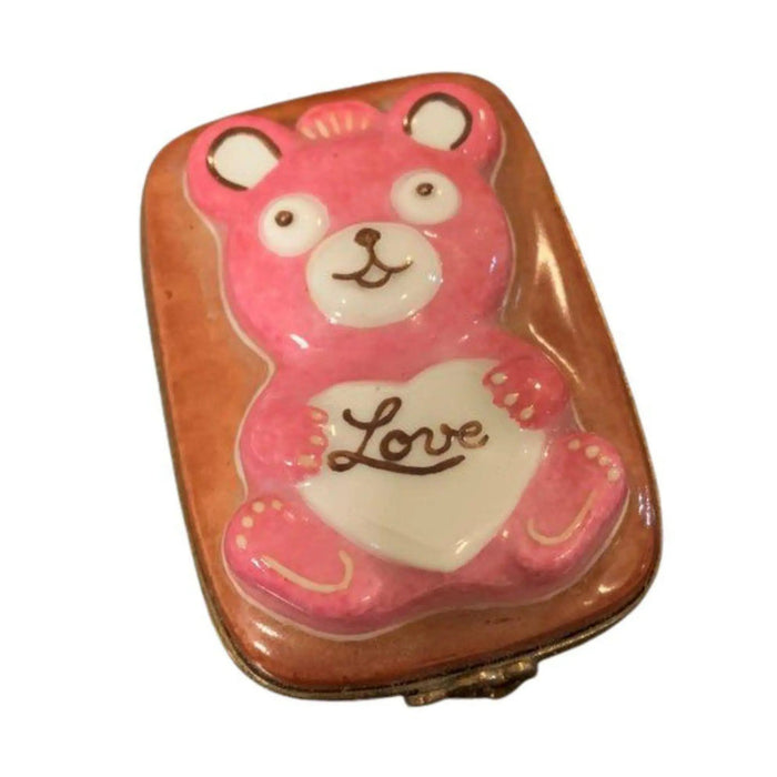 Teddy Bear Cookie Keepsake Box Porcelain Limoges Teddy Dessert Kids Carnival French Trinket Box