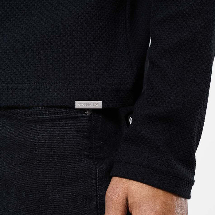 Textured Full Zip Overshirt | Black