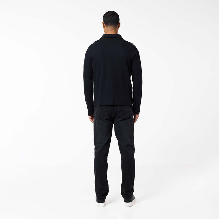 Textured Full Zip Overshirt | Black