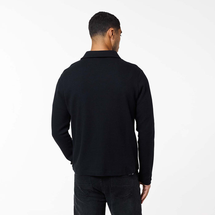 Textured Full Zip Overshirt | Black
